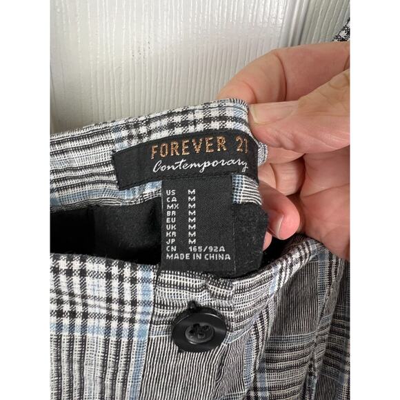 Forever 21 plaid preppy XXS Black White Linen Blend Jumper Dress Clueless Y2K - Picture 2 of 7